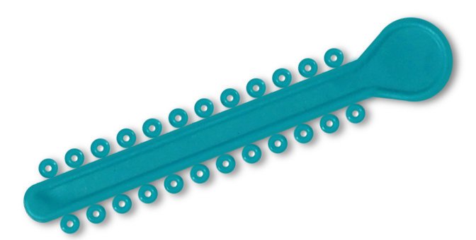 Aquamarine elastic ligature ties for braces