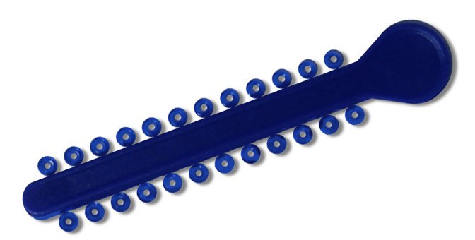 Blue elastic ligature ties for braces