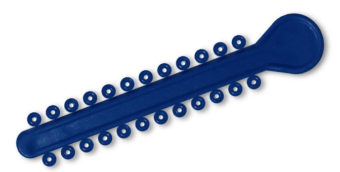 Cobalt blue elastic ligature ties for braces