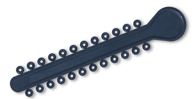 Dark gray elastic ligature ties for braces