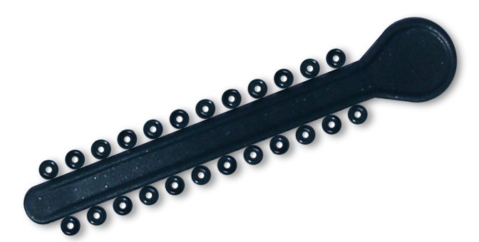 Dark green elastic ligature ties for braces