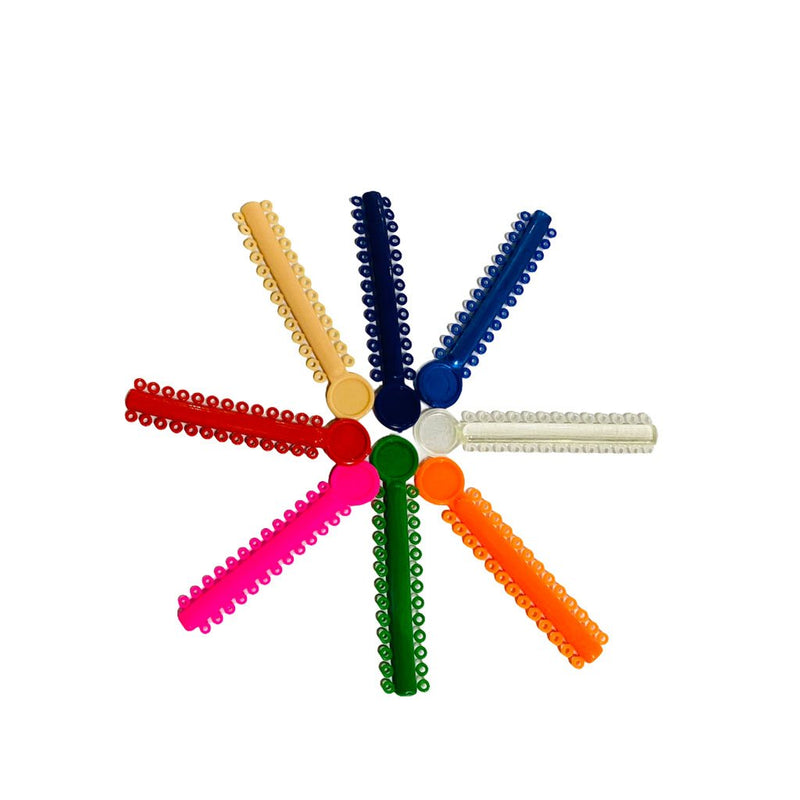 Elastic ligature ties for braces, assorted colours, by ISSC Odont