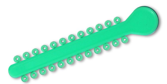Fluorescent green elastic ligature ties for braces