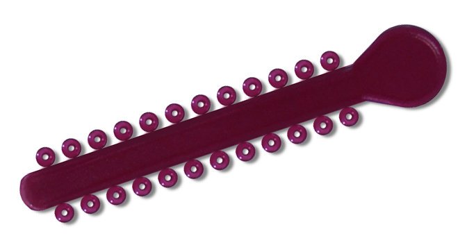 Fuchsia elastic ligature ties for braces
