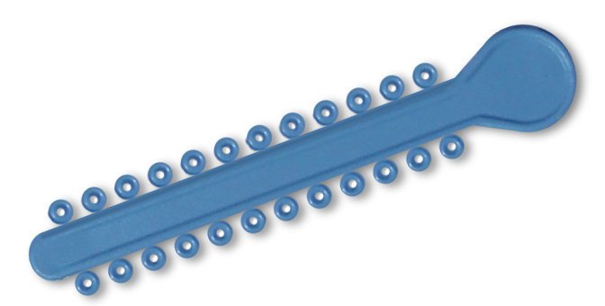 Light blue elastic ligature ties for braces