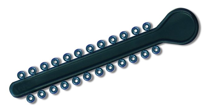 Metallic green elastic ligature ties for braces