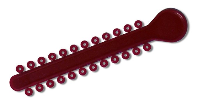 Red elastic ligature ties for braces