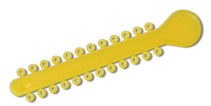Yellow elastic ligature ties for braces